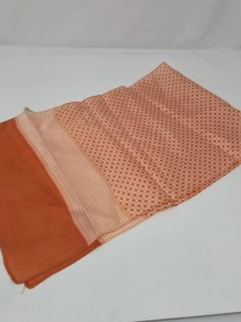 ​Vintage Glentex Scarf RN3988 100% Acetate Peach Polka Dot/Stripes Made In Japan